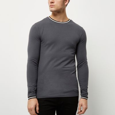 Grey tipped muscle fit T-shirt